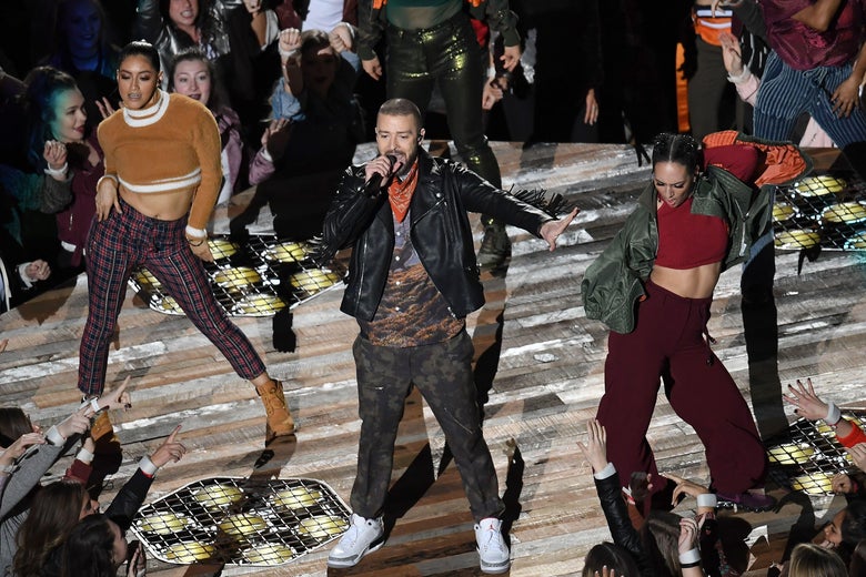 Justin Timberlake performs at Super Bowl LII.